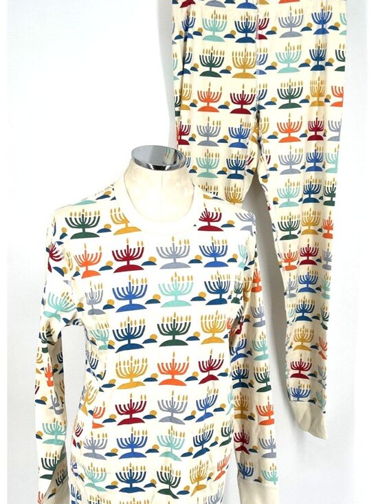Hanna Andersson Other - Hanna Andersson Pajama Long Johns Rainbow Hanukkah Holiday 2 Pc Sz M Adult